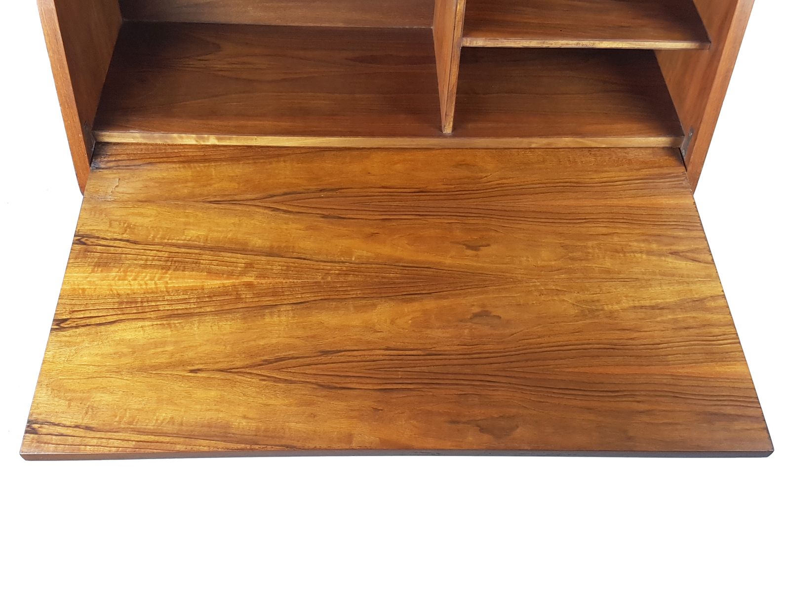 photo for sale Mid Century Modern Wooden Drop Off Wall Secretary Attributed To Marcel Gascoin, 1950s