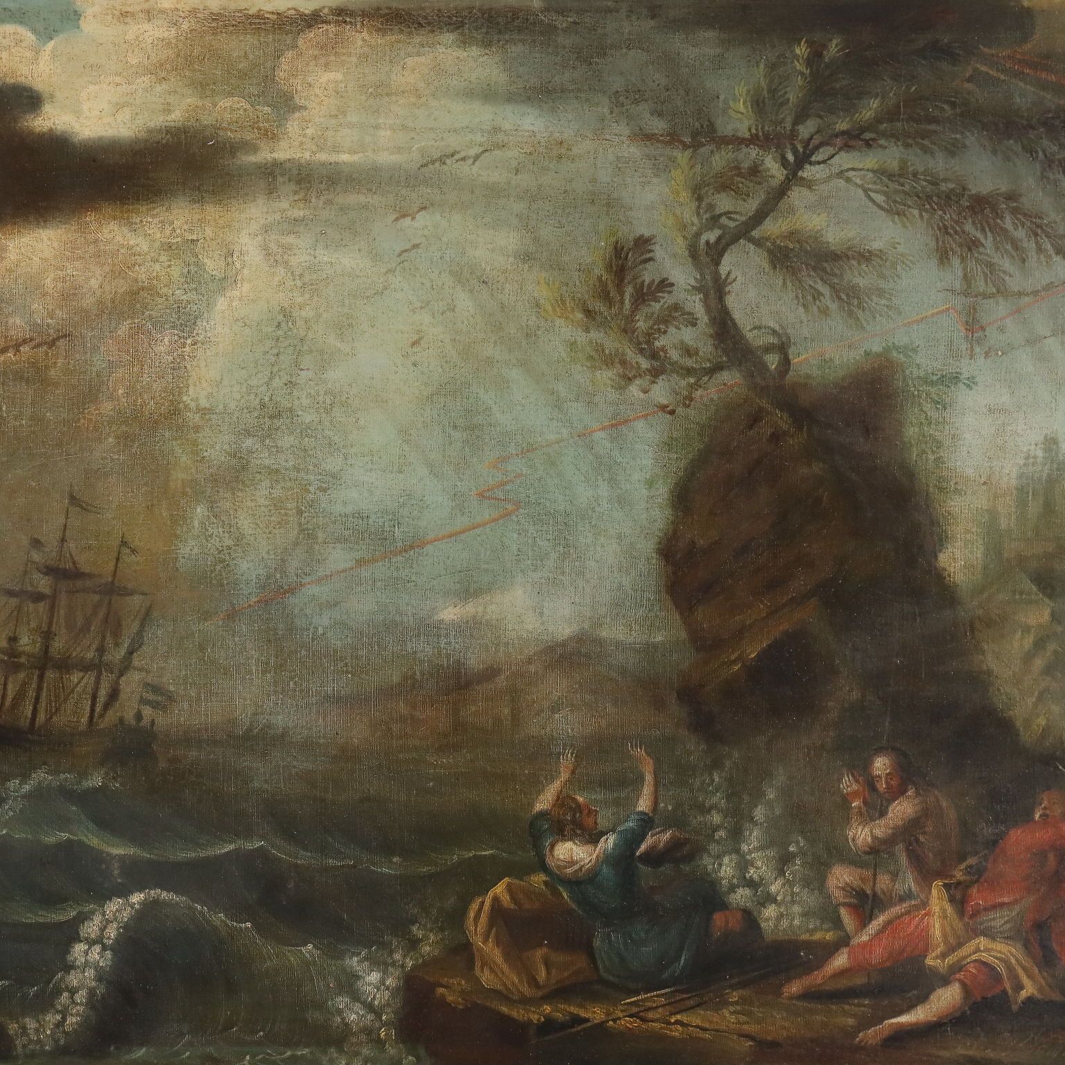 Antique Painting Oil On Canvas French School XVIII Century photo for sale