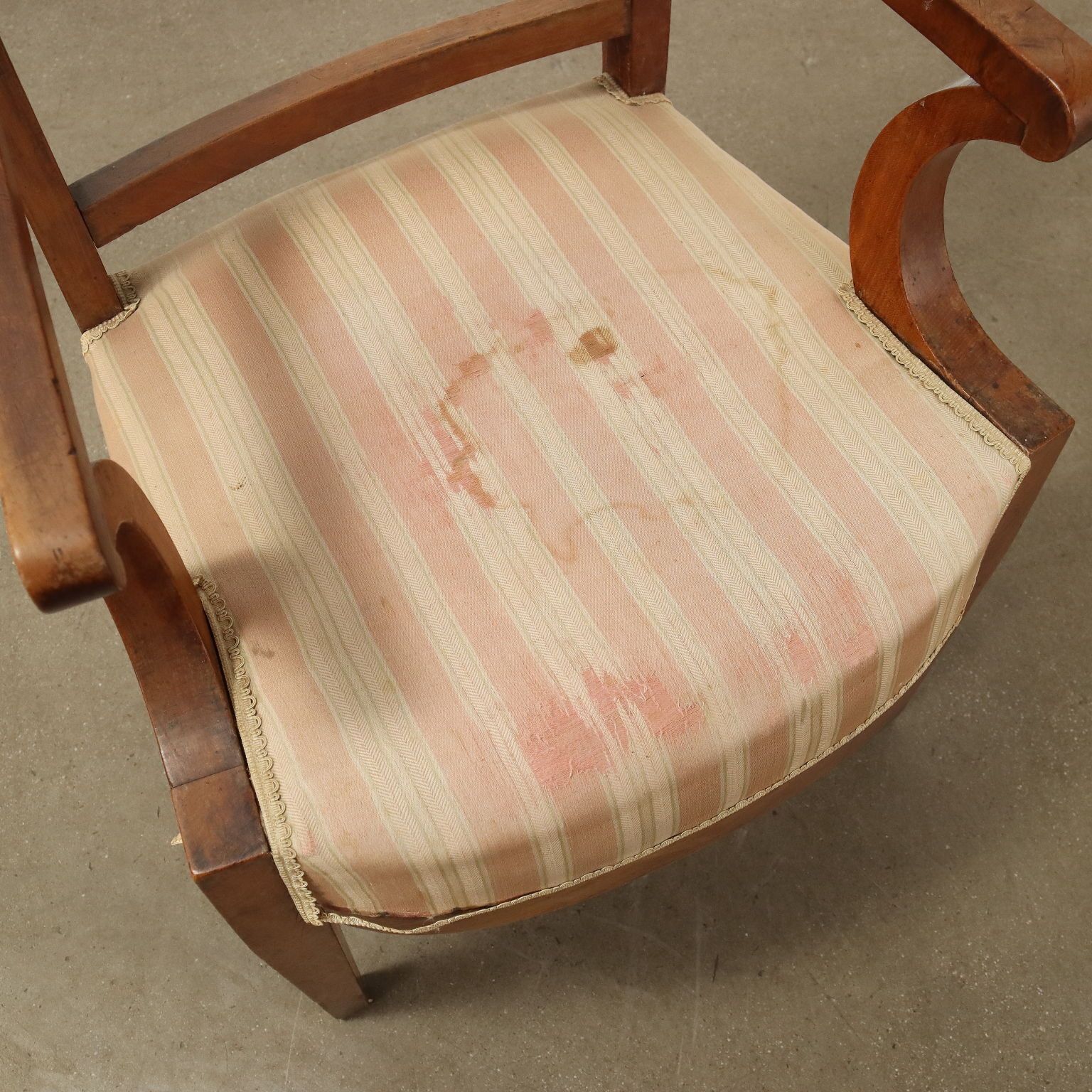 Antique Directoire Armchairs Cherrywood Fabric XVIII XIX Century photo vintage