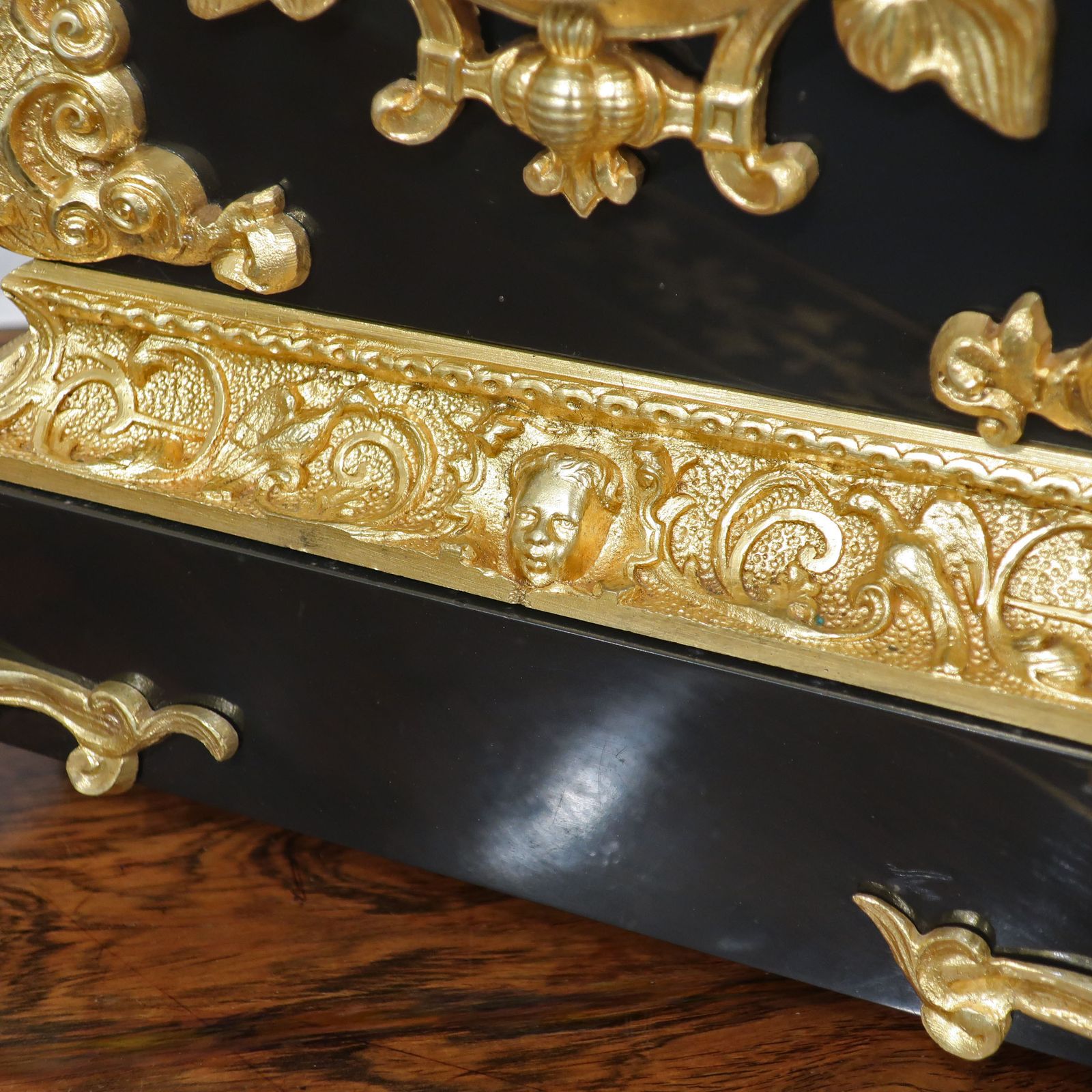 French Rococo Style Black Slate And Bronze Gilt Mantel Clock By Japy Freres photo Home Decor