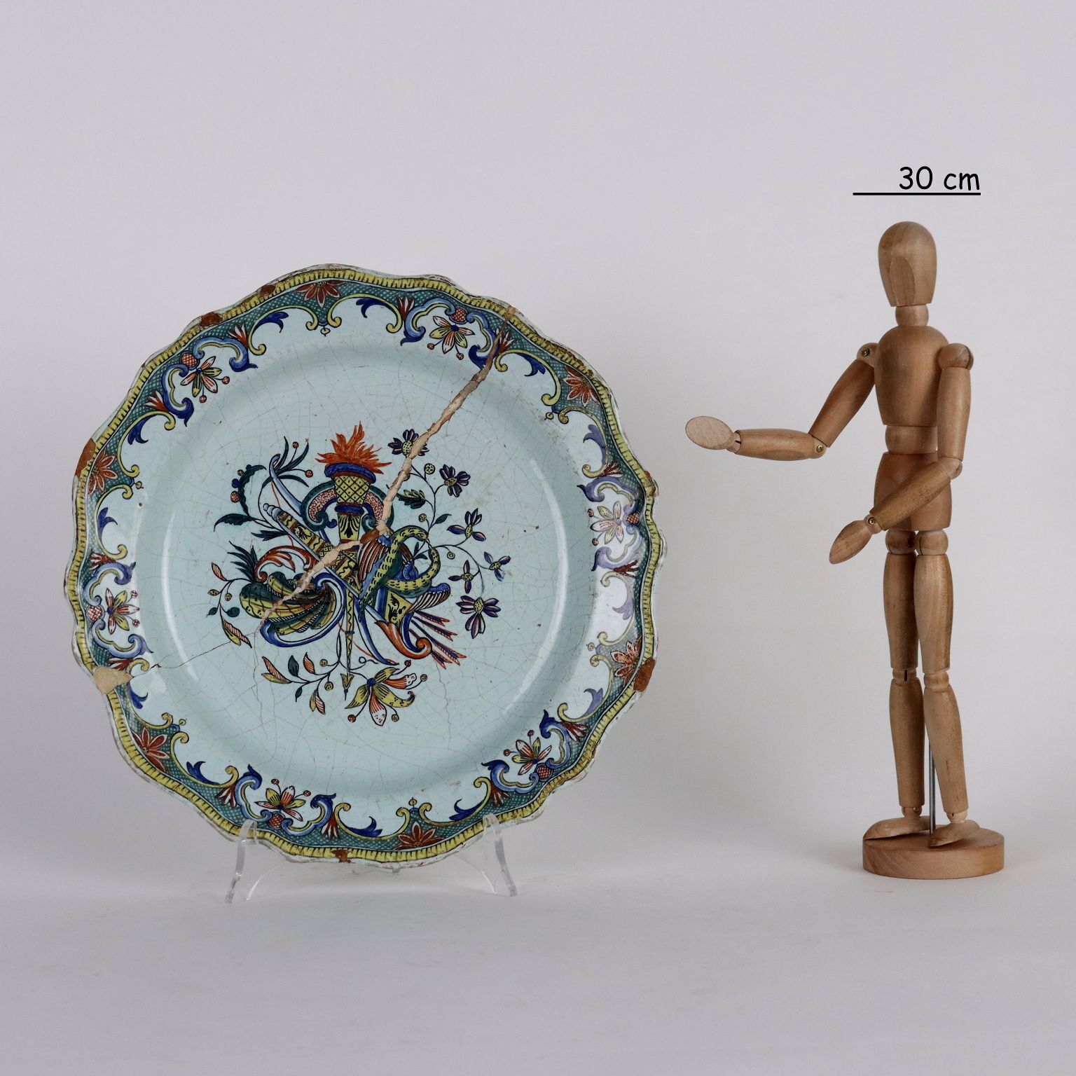 Antique Plate Rouen's Majolica France Mid XIX Century photo furniture