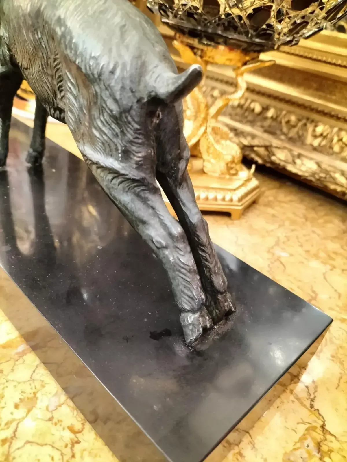 Dynamic Animal Sculpture Of Goats In Bronze, 20th Century photo vintage