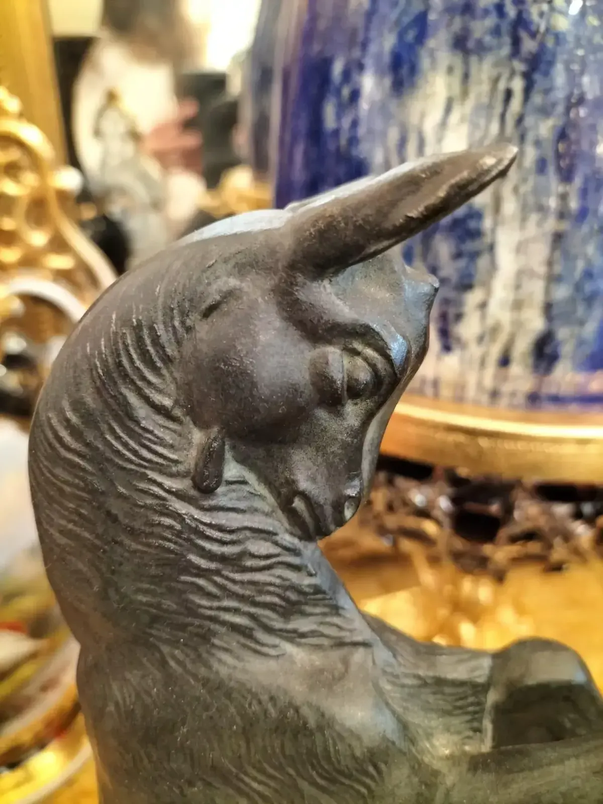 photo furniture Dynamic Animal Sculpture Of Goats In Bronze, 20th Century