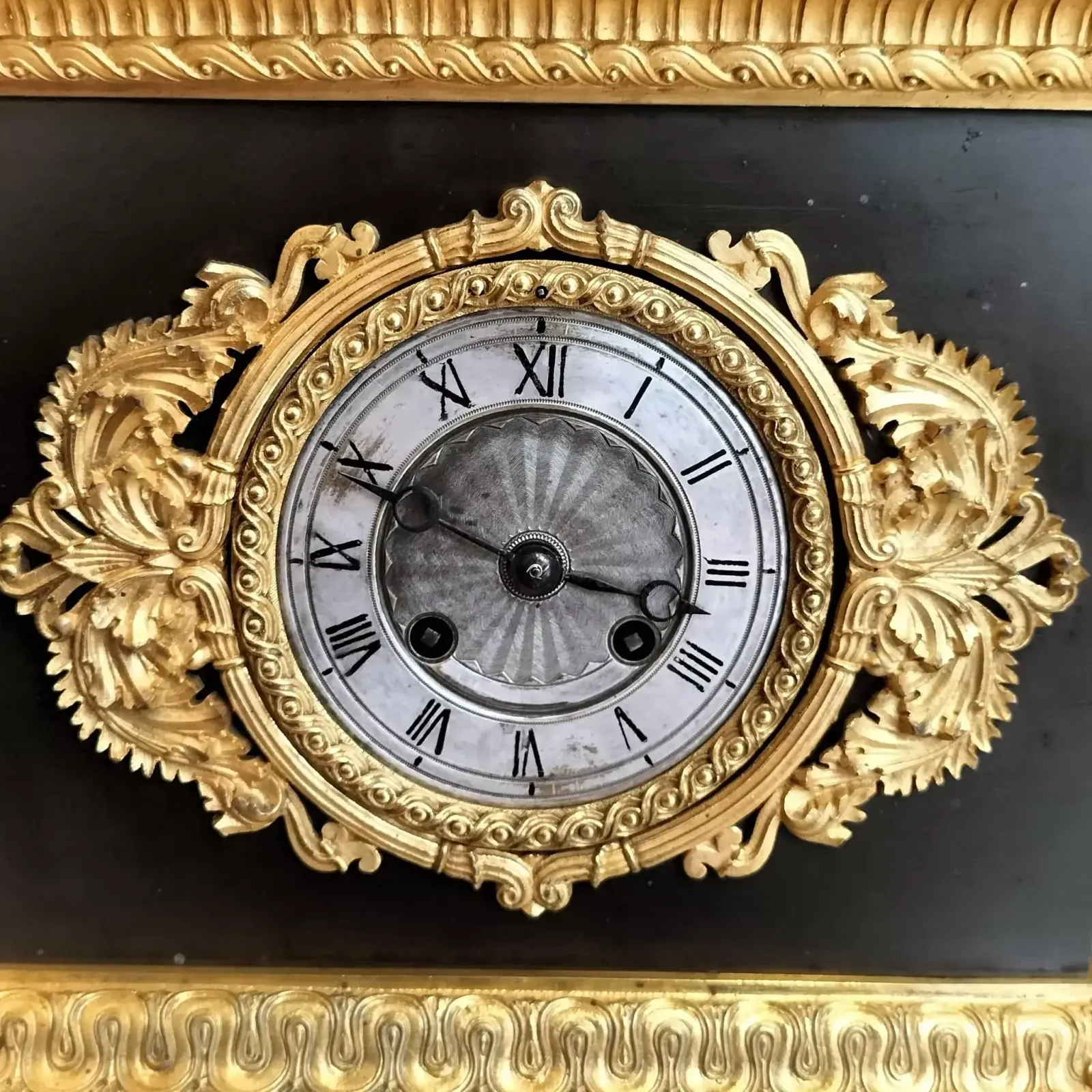 Empire Clock In Representing A Horse And A Dog In Gilt Bronze, 19th Century photo 2270.0