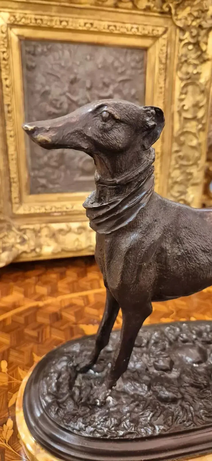 Art 19th Century Statue Of A Greyhound In Bronze, In The Style Of Pierre Jules Mêne photo
