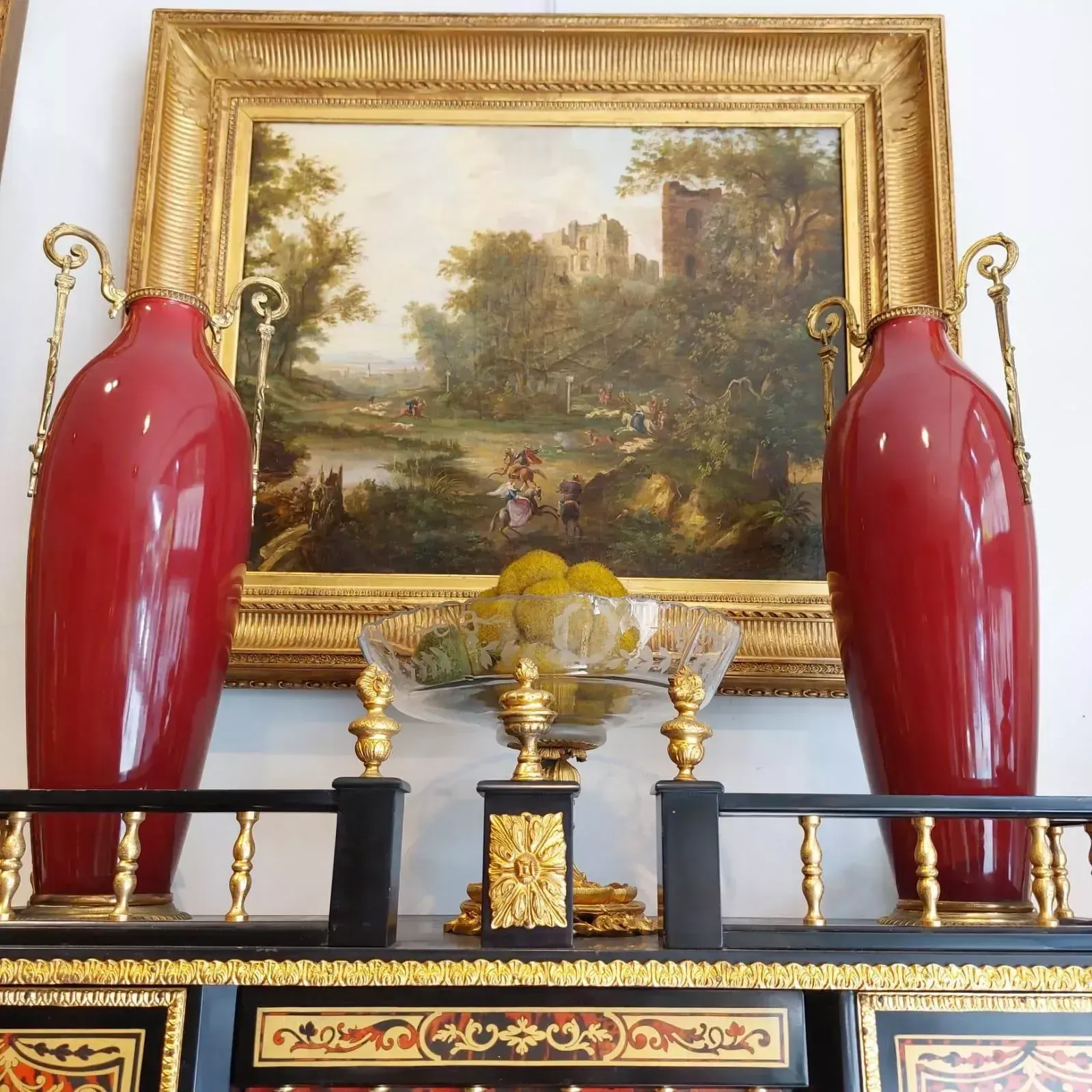 Pair Of 19th Century Classical Style Red Vases With Accents In Gilt Bronze photo Home Decor