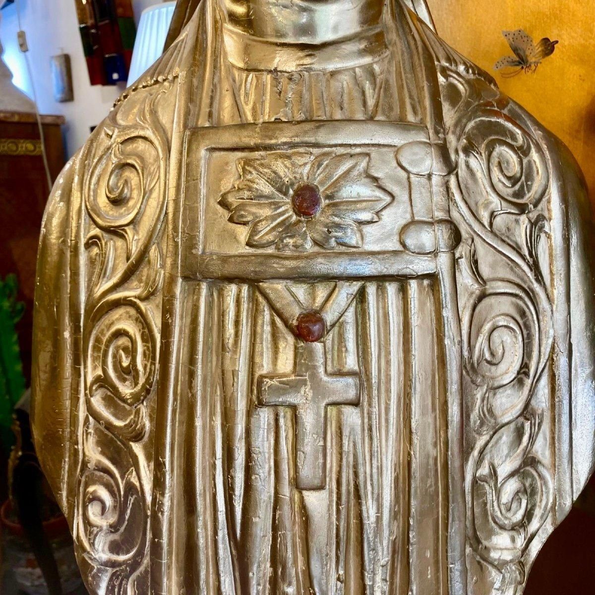 Late 17th Century Reliquary Bust Of A Bishop In Gilded Wood photo 6094.0