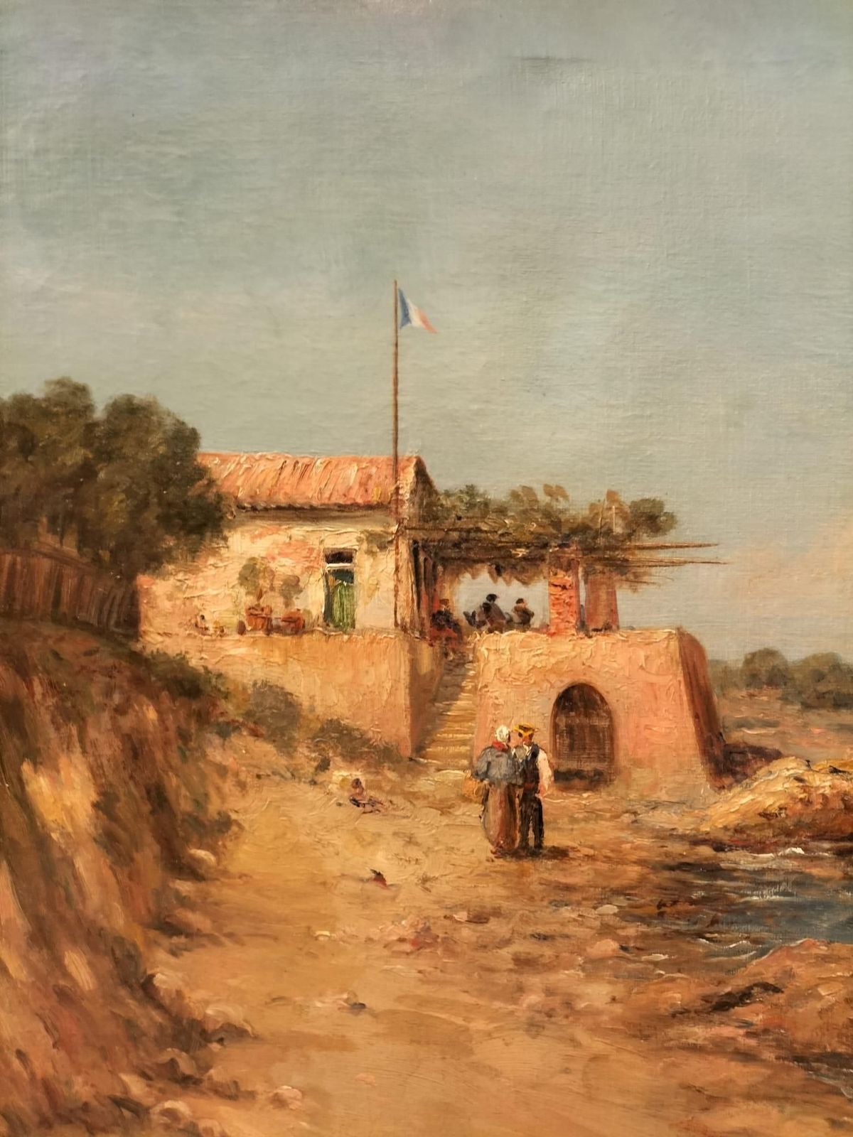 photo for sale 19th Century Oil Painting Of A French Coast By Emile Godchaux (1860 1938)