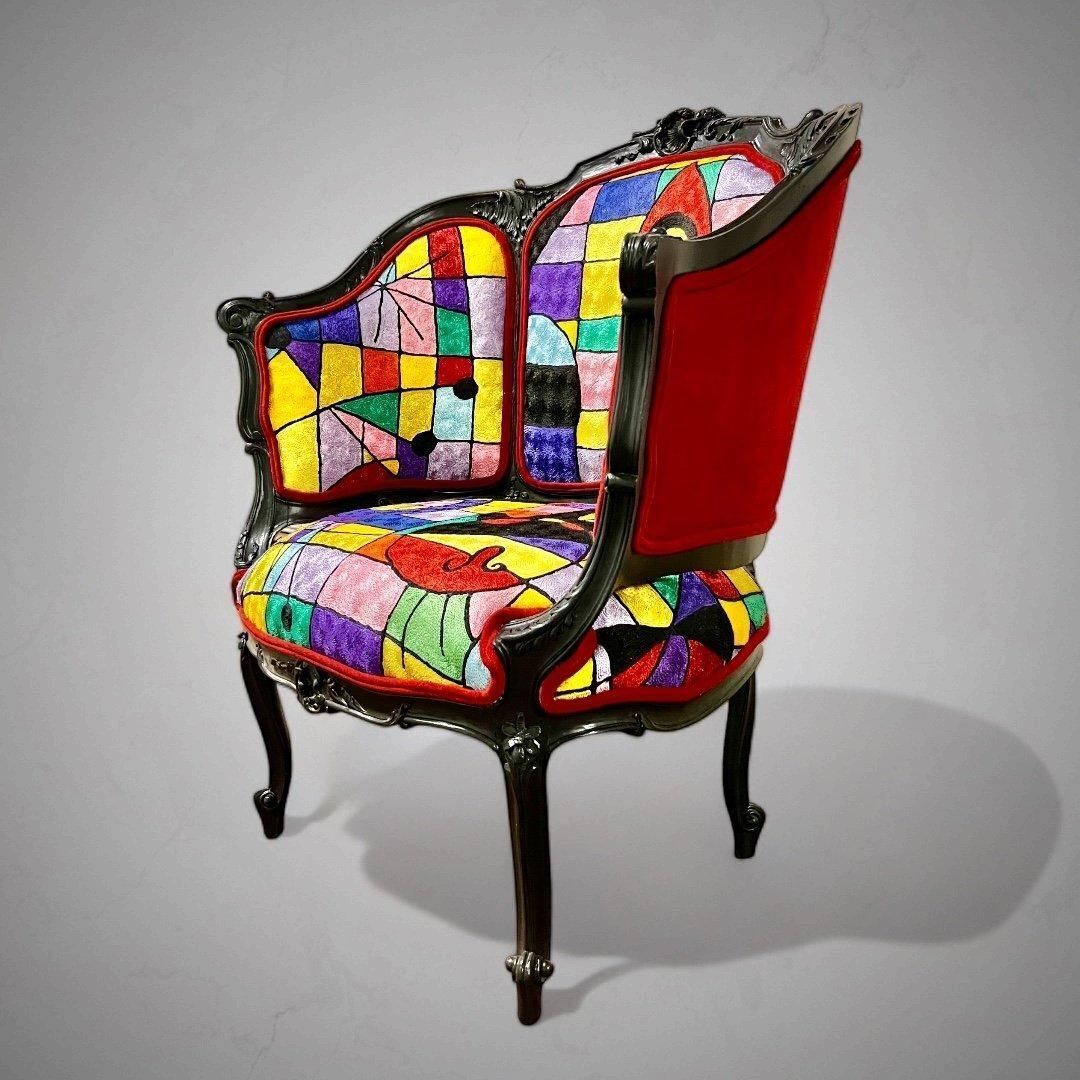 Reupholstered Napoleon III Bergere Chair, 19th Century photo buy