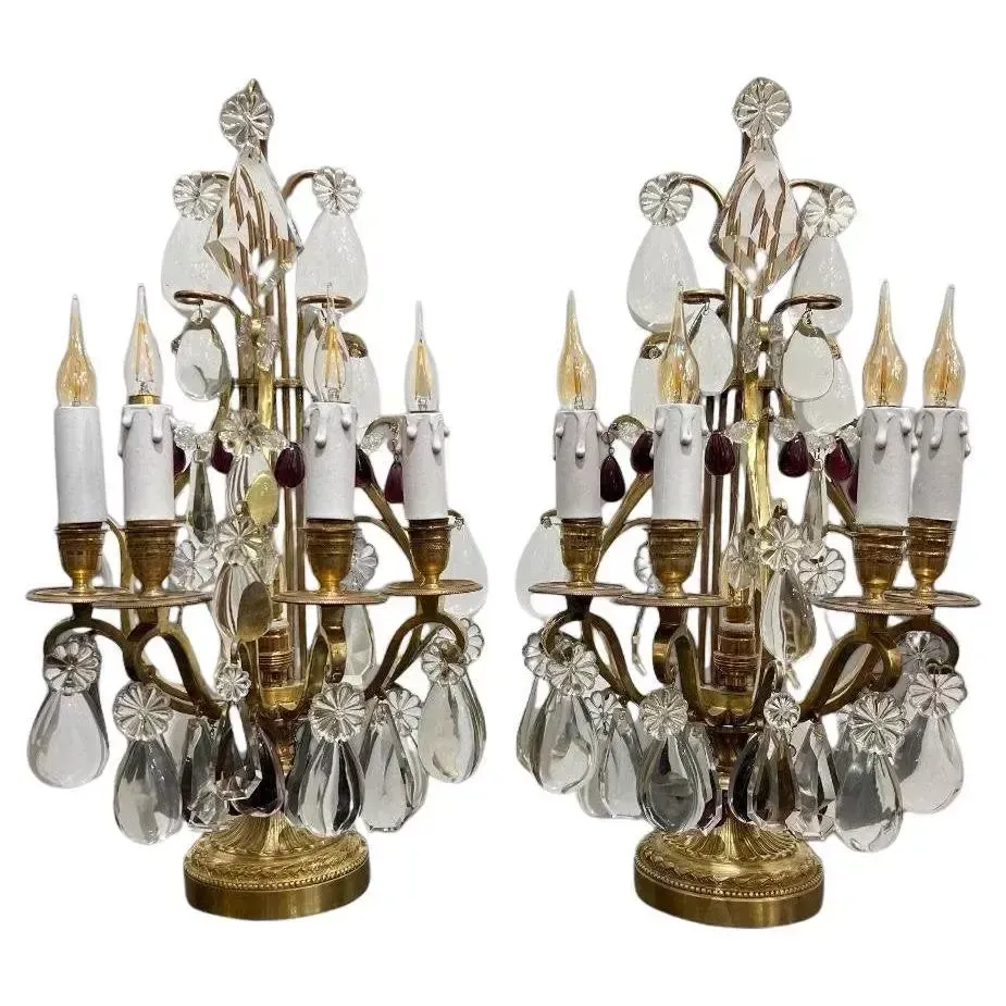 Late 19th Century Pair Of Lyre Shaped Four Light Candelabras photo buy
