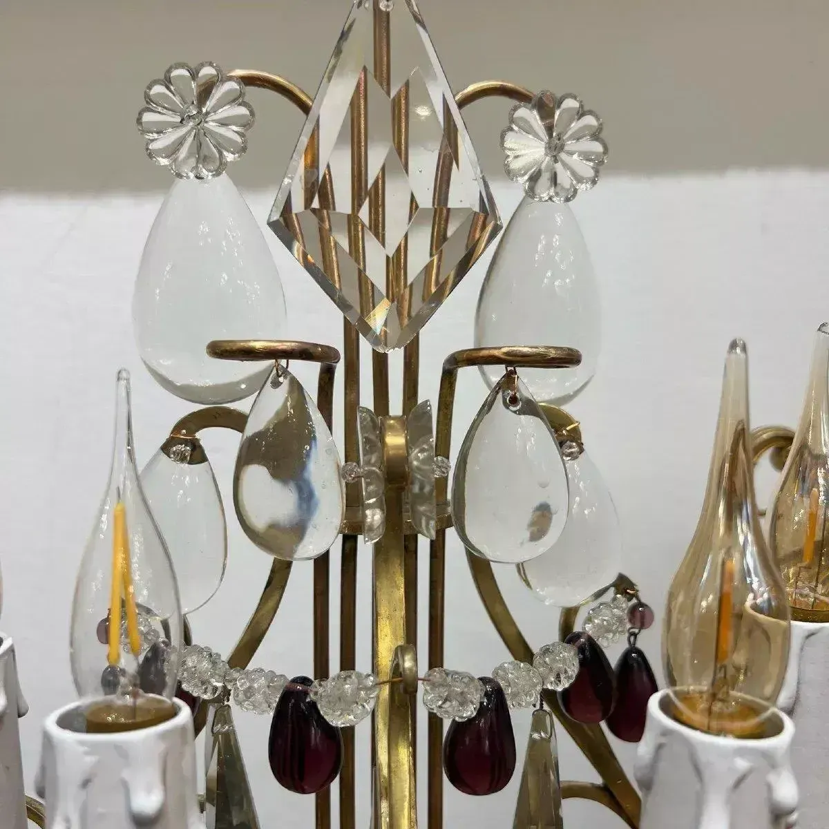 photo furniture Late 19th Century Pair Of Lyre Shaped Four Light Candelabras
