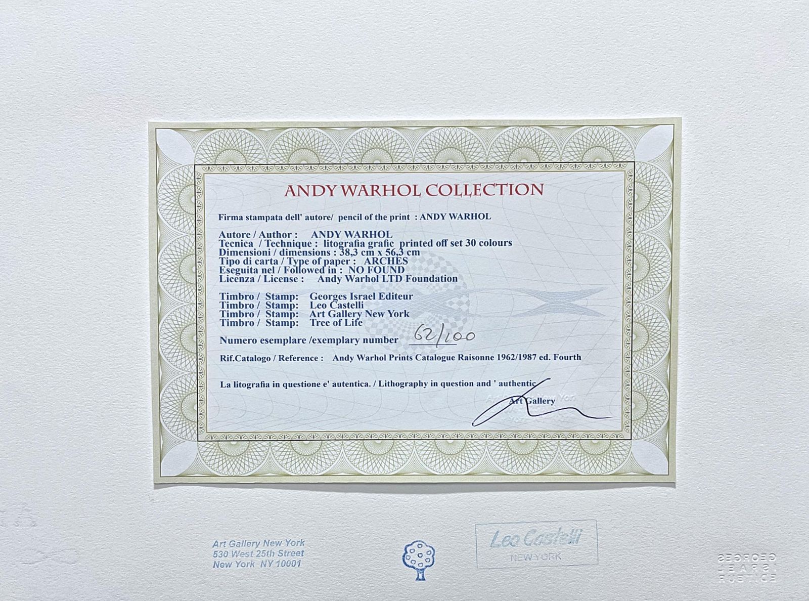 Andy Warhol   Bighorn Ram   Signed, Certificate, Limited Edition Of 100, 38 X 56 Cm, Edition Leo Castelli photo 344.0