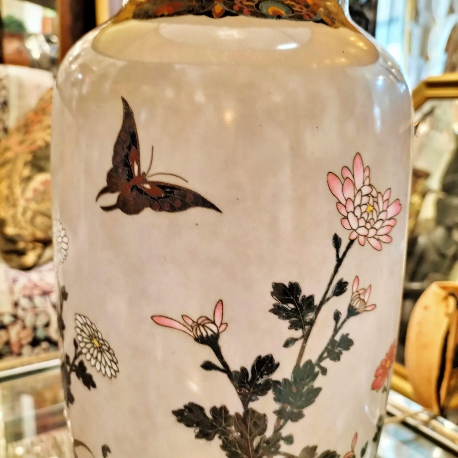 photo vinterior Pair Of Japanese Large Cloisonné Enamel Lamps , 19th Century