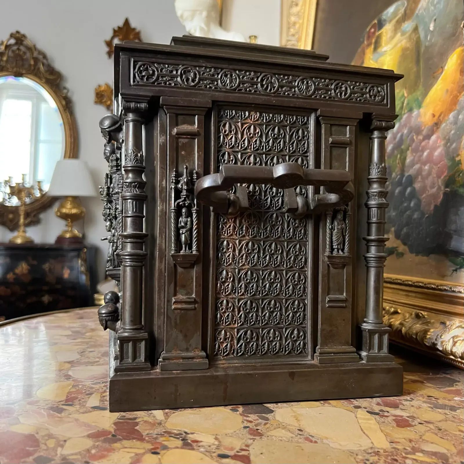 Bronze Jewelry Chest In Neo Gothic Style From The Napoleon III Period photo vinterior