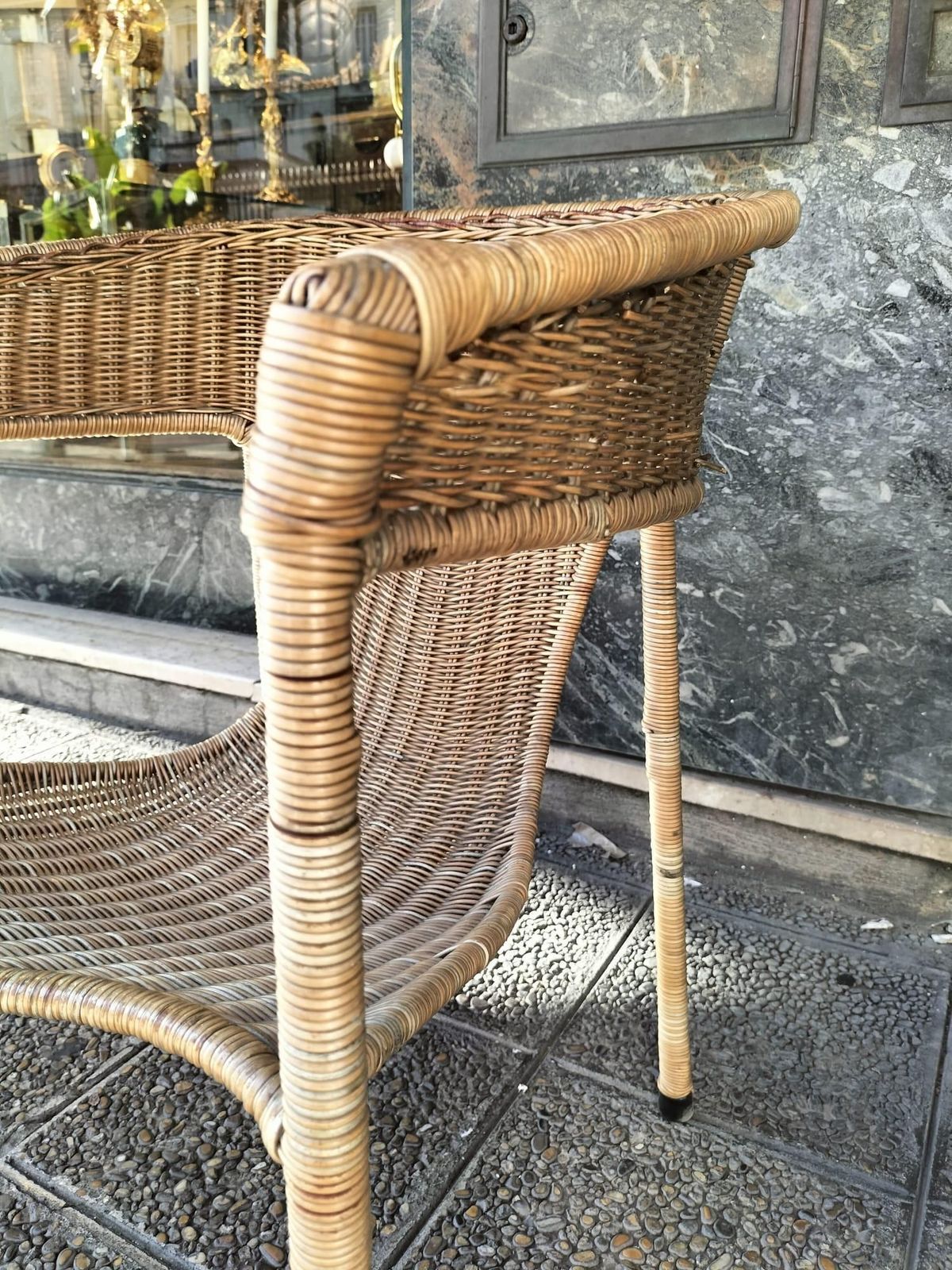 Mid Century Modern Pair Of Wicker Armchairs By Francis Mair photo for sale