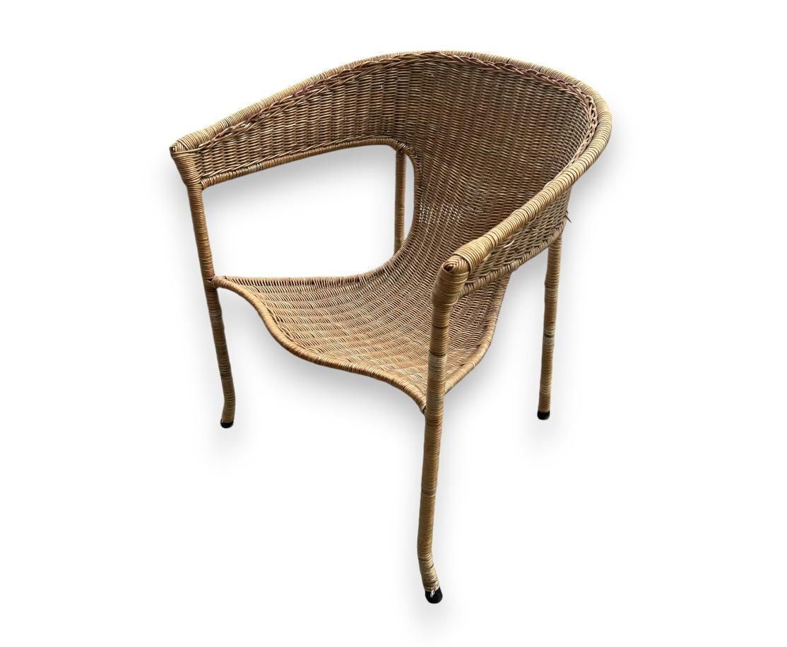 photo for sale Mid Century Modern Pair Of Wicker Armchairs By Francis Mair