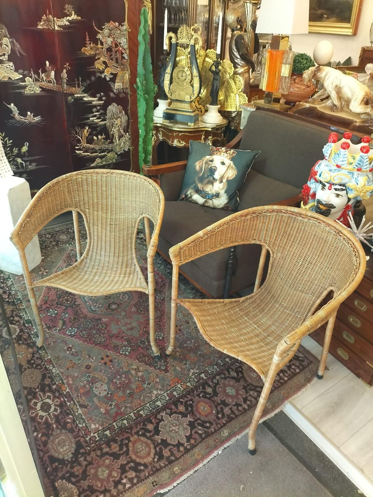photo buy Mid Century Modern Pair Of Wicker Armchairs By Francis Mair