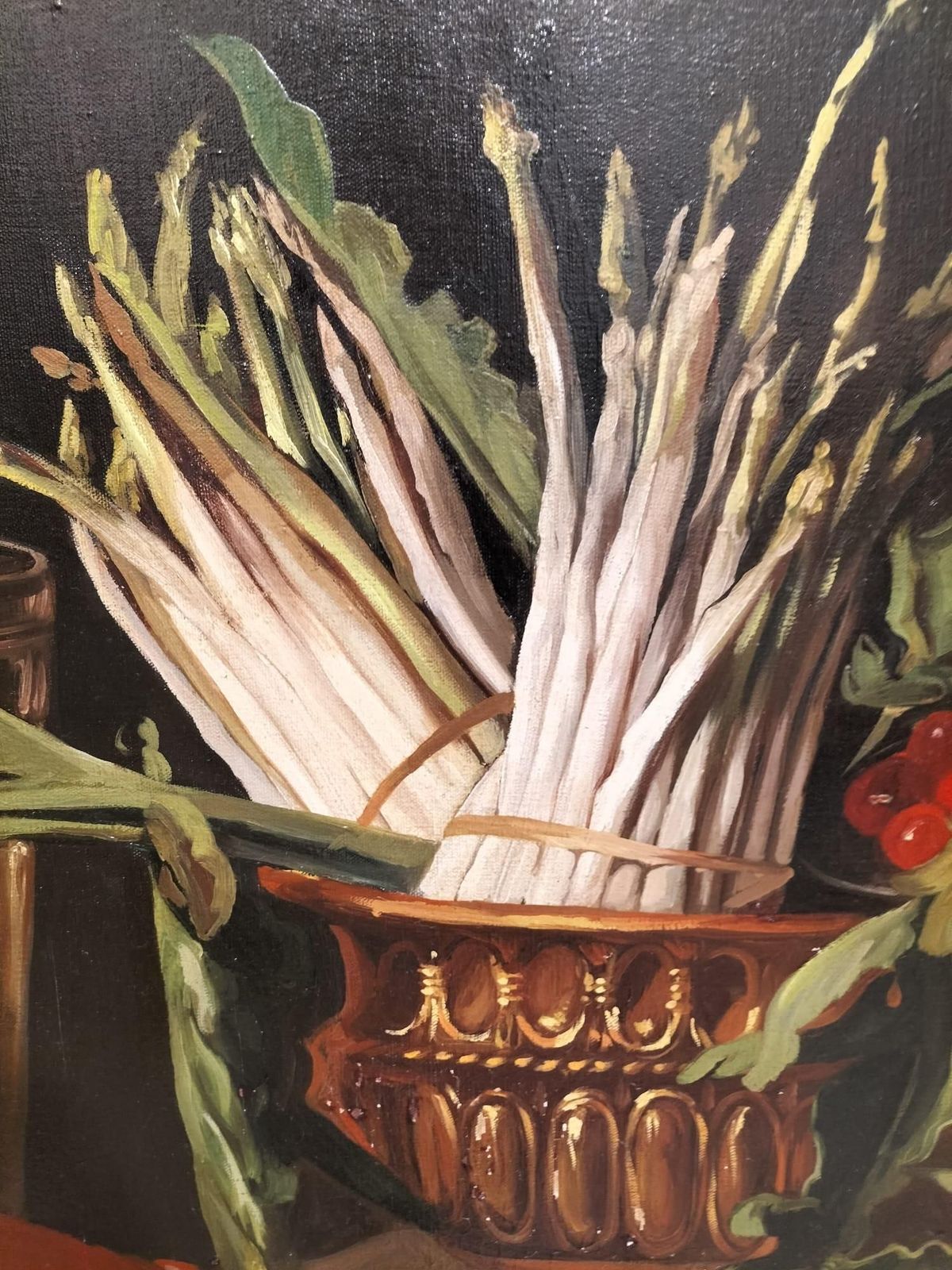 Large Still Life With Fish Oil On Canvas In Gilded Frame, 152cm X 112cm photo vintage