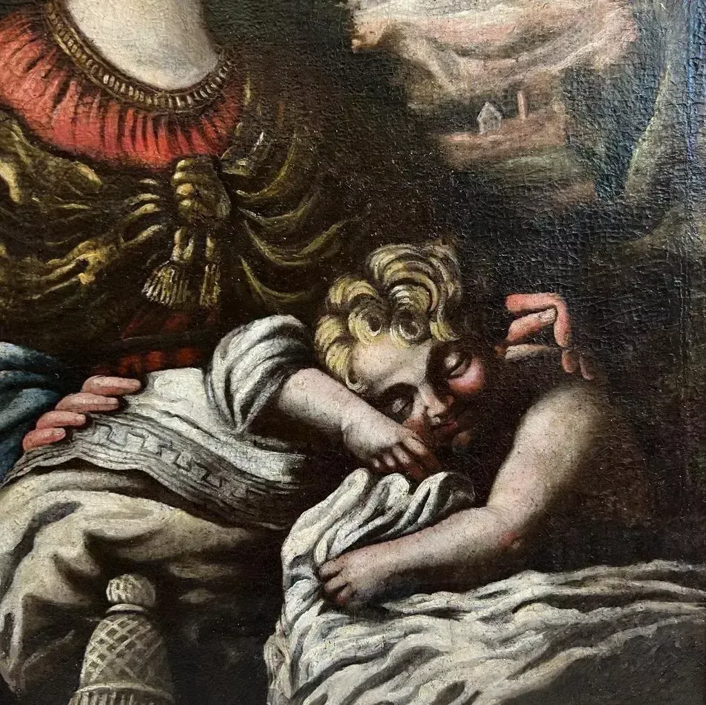 Early 17th Century Tuscan School Oil Painting On Canvas `Virgin And Child` photo for sale
