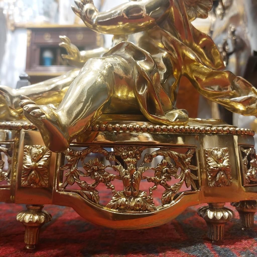 19th Century Pair Of Putti Andirons In Gilt Bronze photo 3427.0