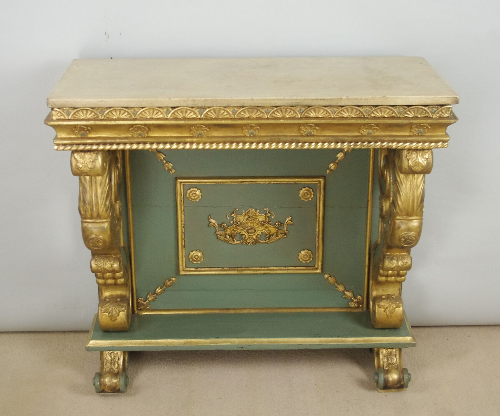 19th Century French Painted And Gilt Console With Marble Top photo Furniture