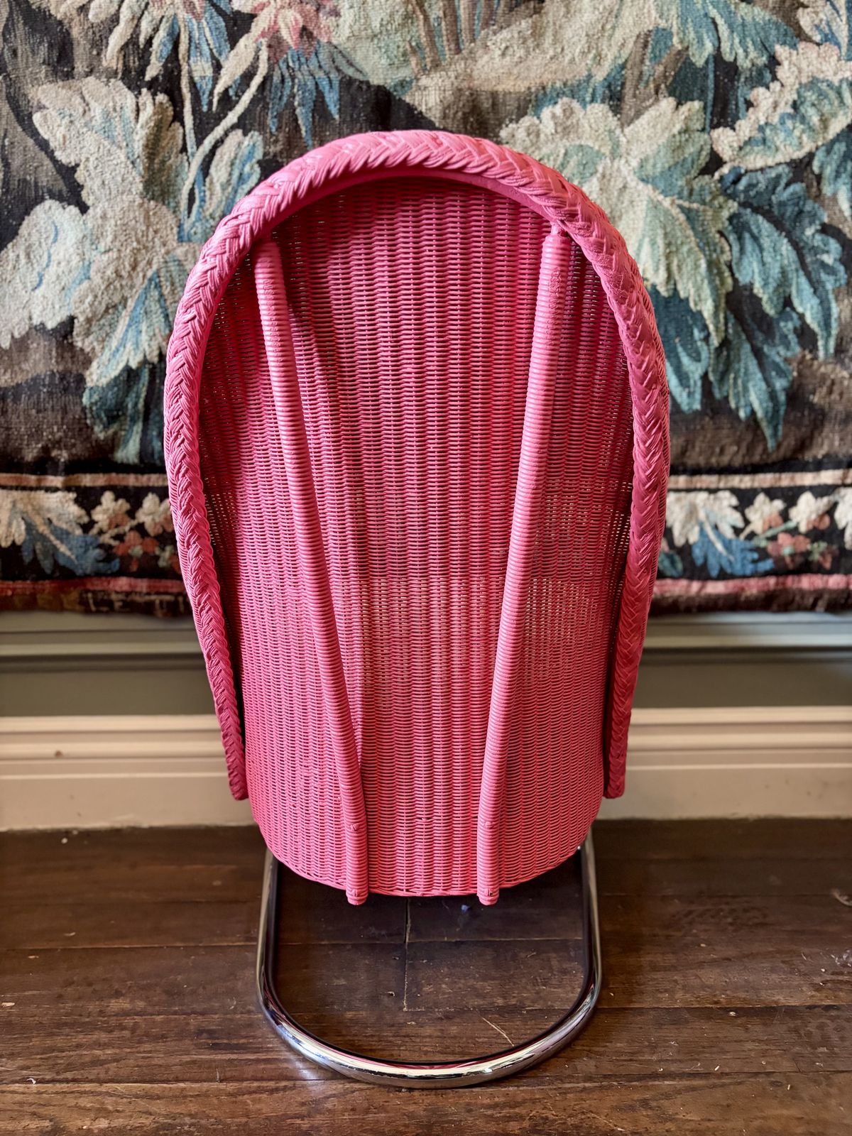 Antique Lloyd Loom Style  Pink Chair With Sprung Seat photo buy