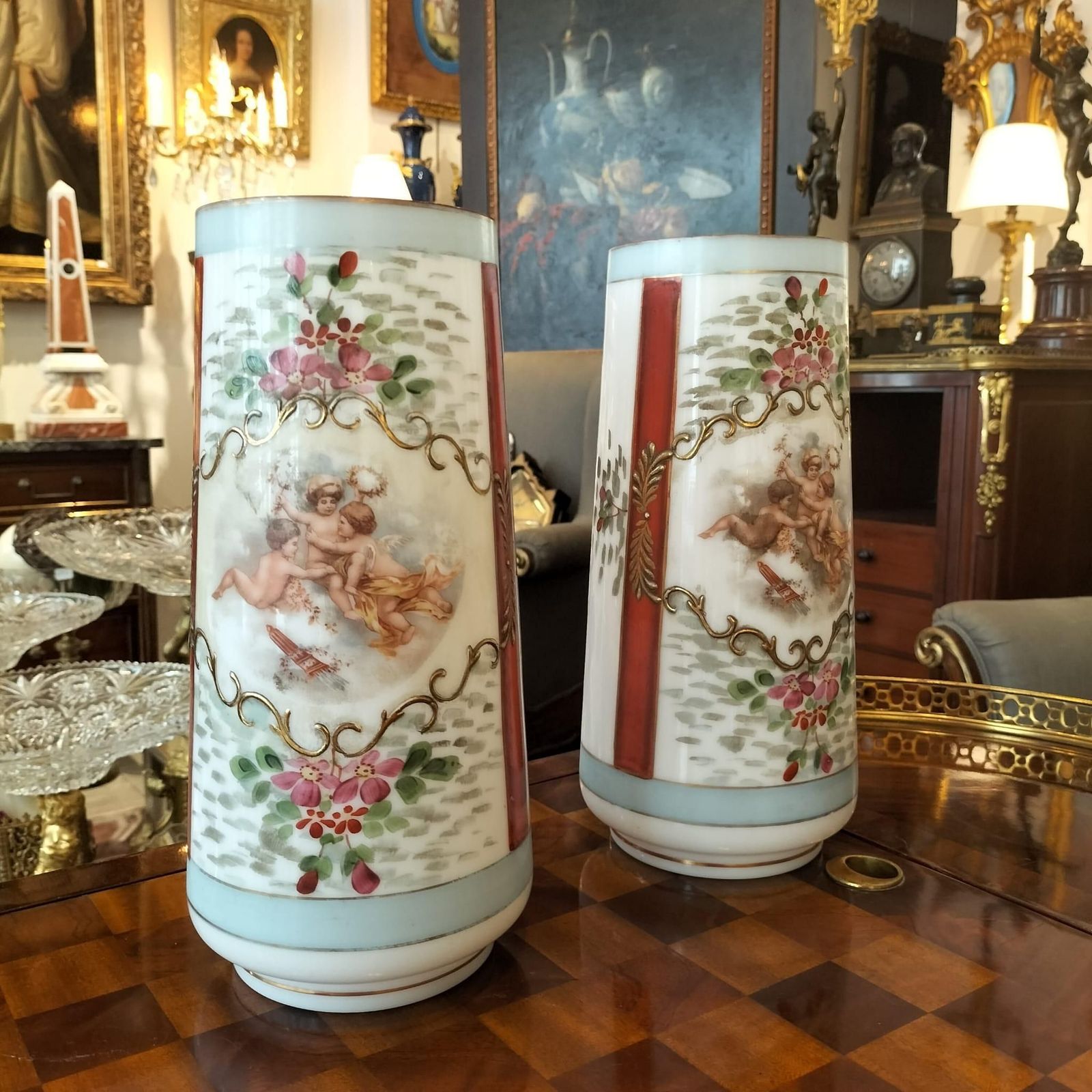 Pair Of 19th Century Vases In Opaline Glass photo 1735.0