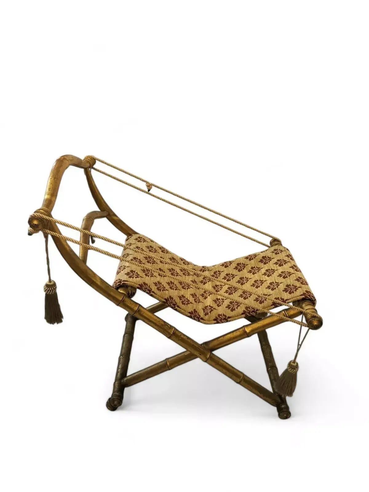 Rare 19th Century Folding Chair In Gilt Wood, Napoleon III Period photo for sale