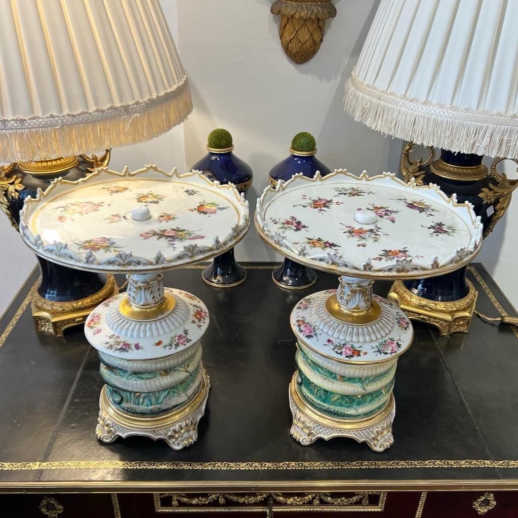 Late 19th Century Pair Of Serving Platters In Paris Porcelain photo buy