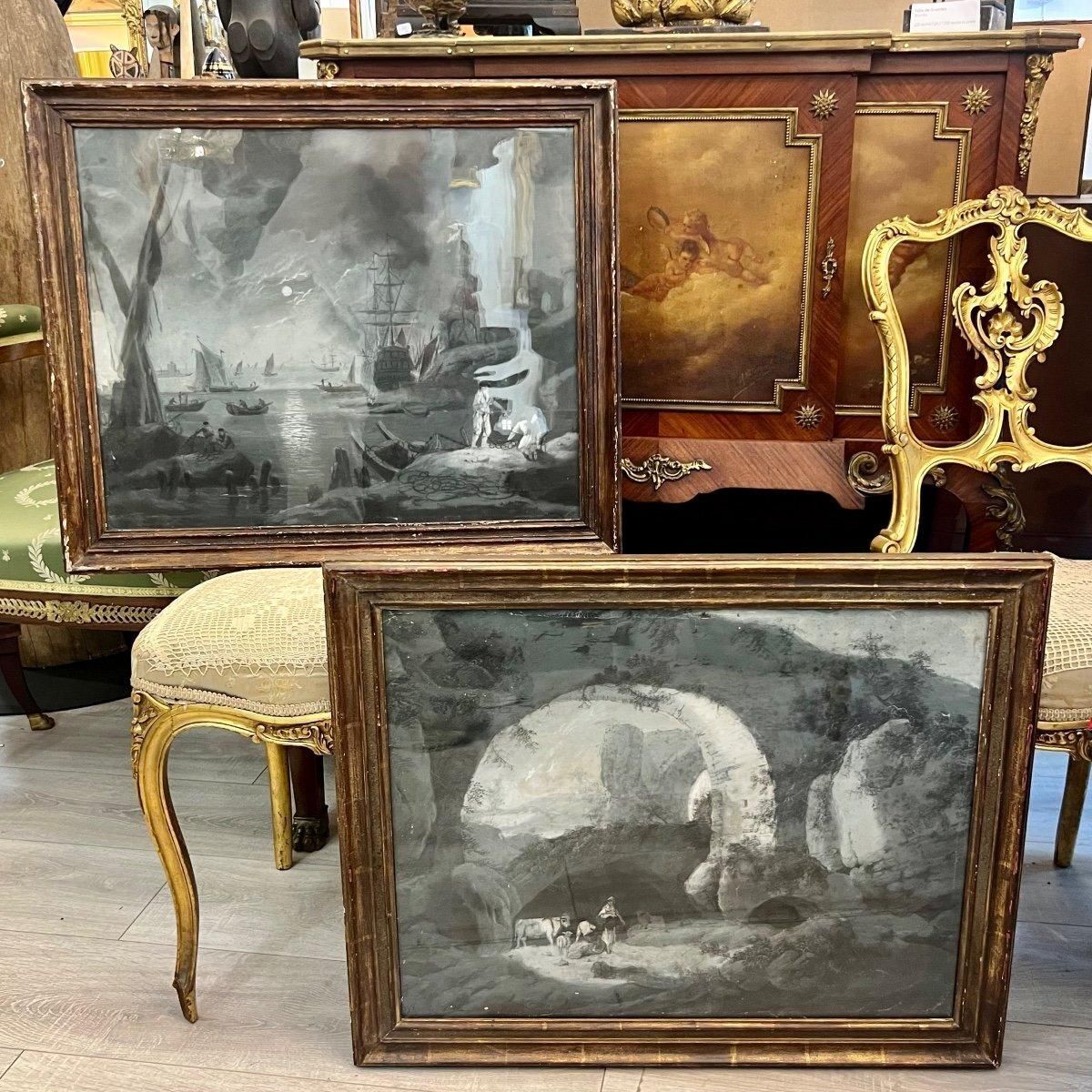 18th Century Grisaille `Moonlight`, In The Style Of Charles Lacroix De Marseille photo vinterior