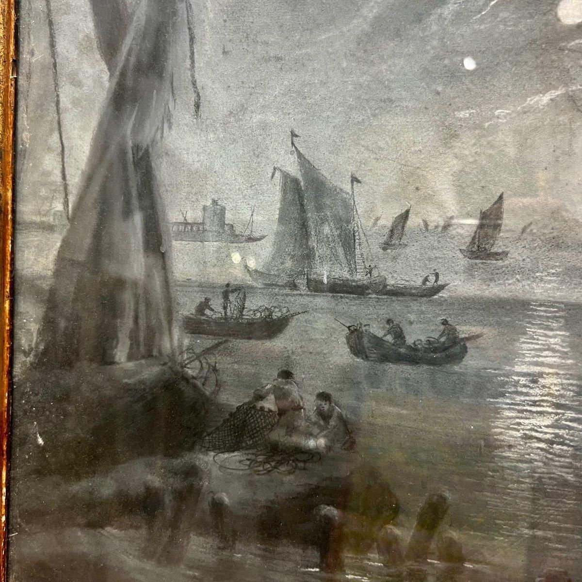 18th Century Grisaille `Moonlight`, In The Style Of Charles Lacroix De Marseille photo vintage