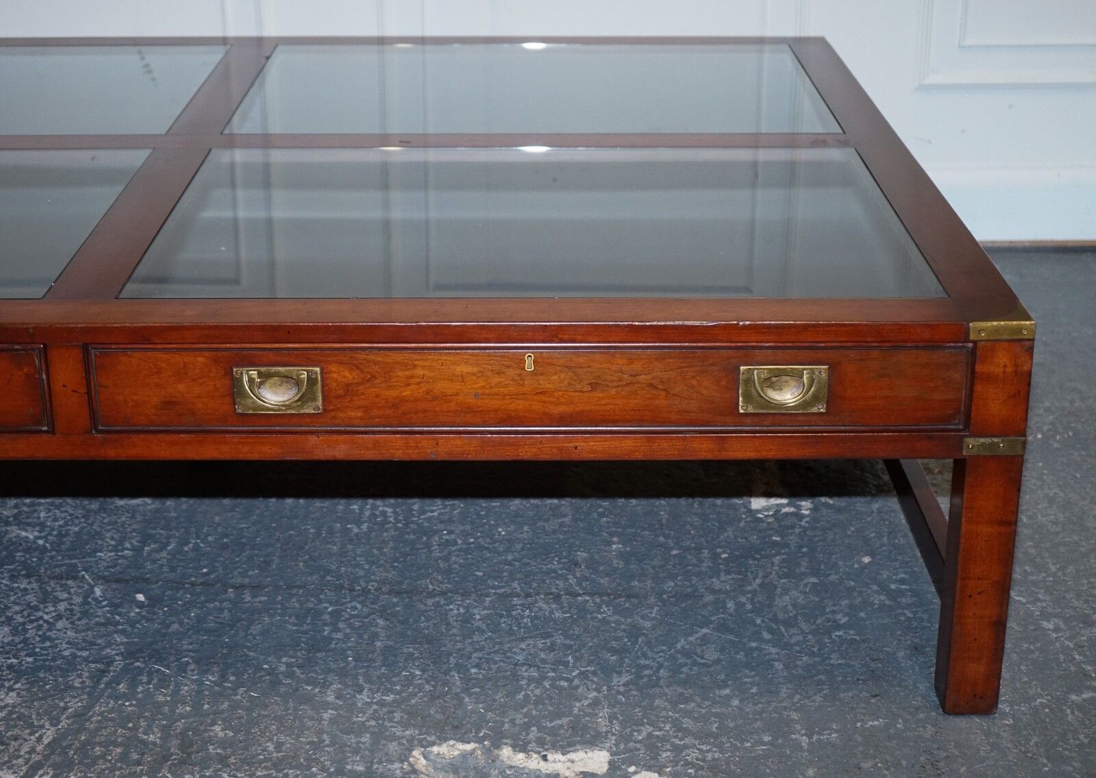 Very Large Coffee Table With Inlaid Glass Panels  Made By Kennedy Harrods photo 3250.0