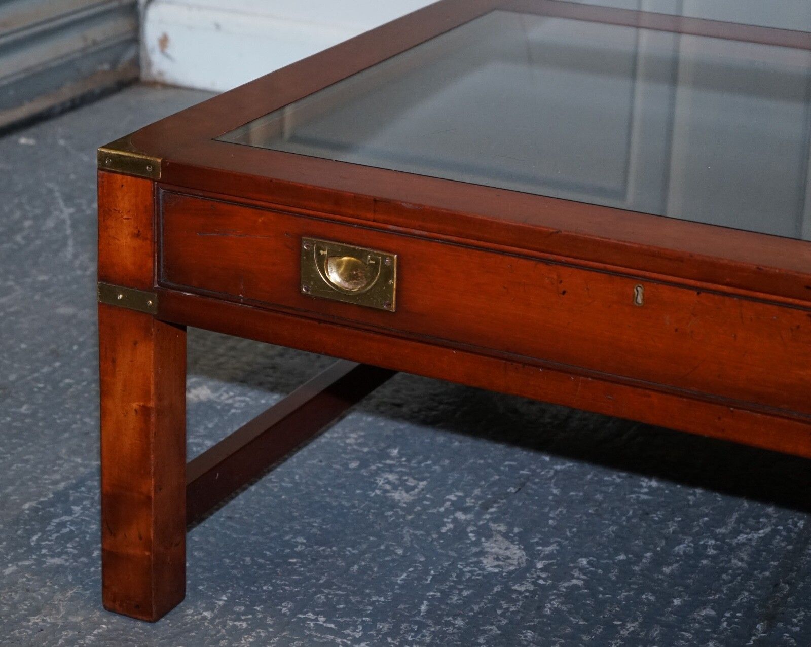 Very Large Coffee Table With Inlaid Glass Panels  Made By Kennedy Harrods photo buy