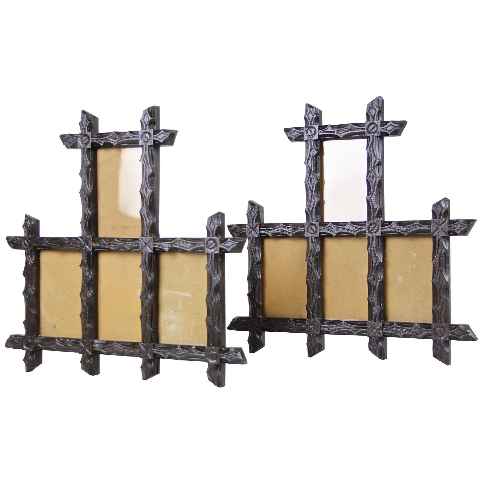Pair Of 19th Century Rustic Black Forest Photo Frames, Handcarved, At, Circa 1880 photo furniture