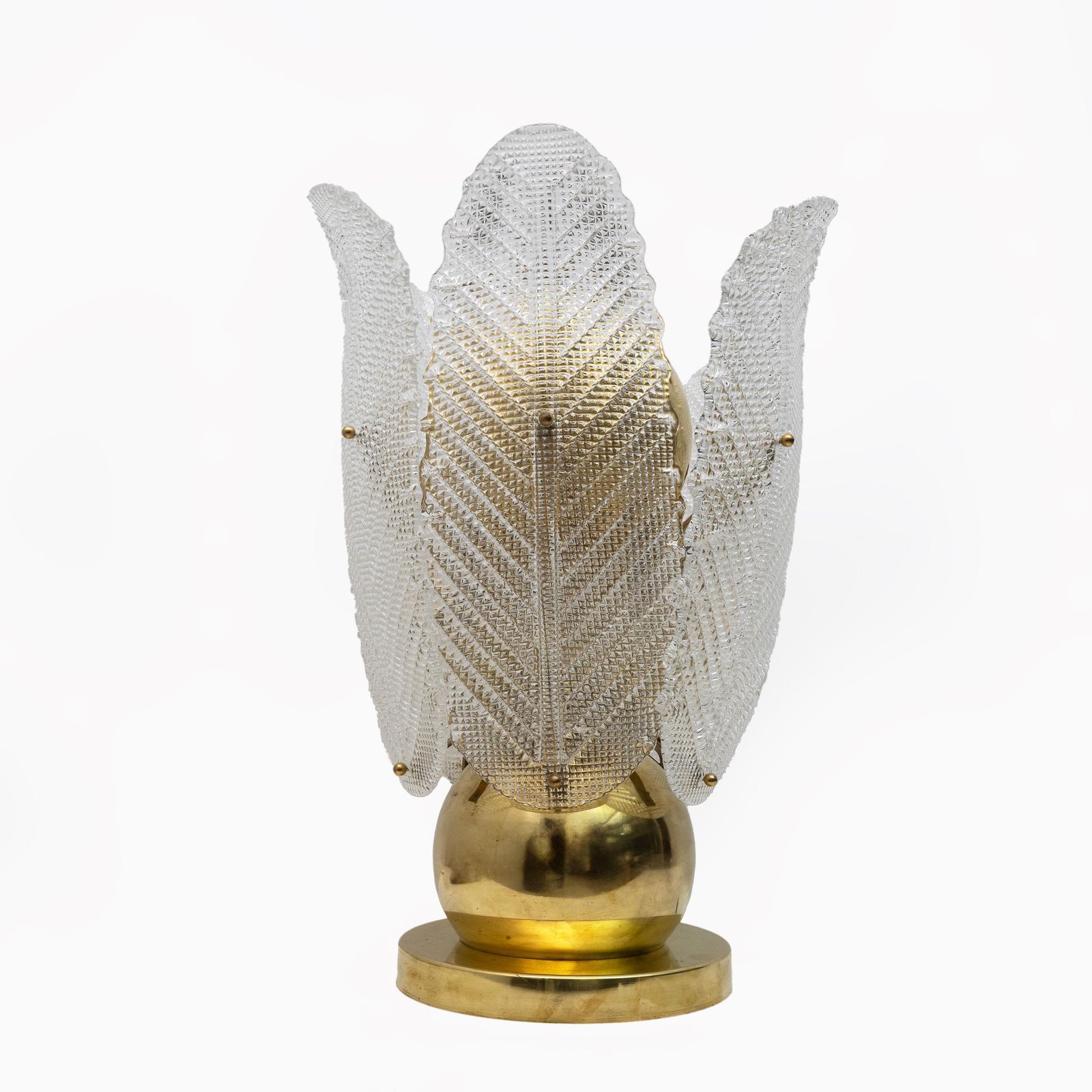 Mid Century Modern Brass And Murano Glass Big Table Lamp By Mazzega photo buy