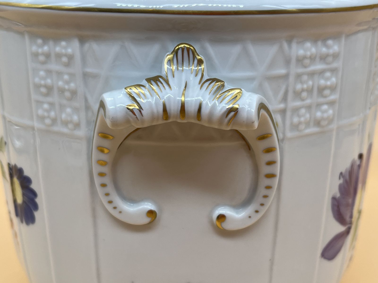 Large Dresden Porcelain Carl Thieme Hand Painted Jardiniere / Plant Pot. C1920. photo vintage