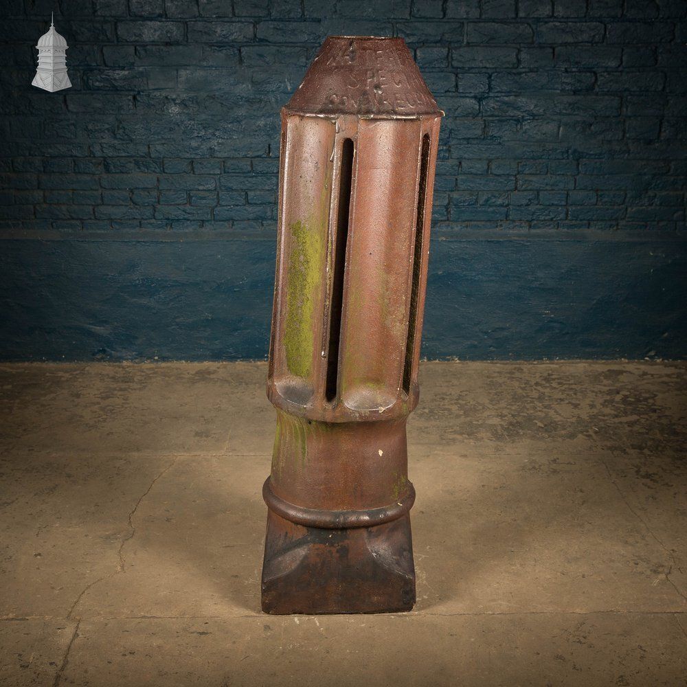 Louvered Chimney Pot, Tall Salt Glazed Terracotta photo vintage