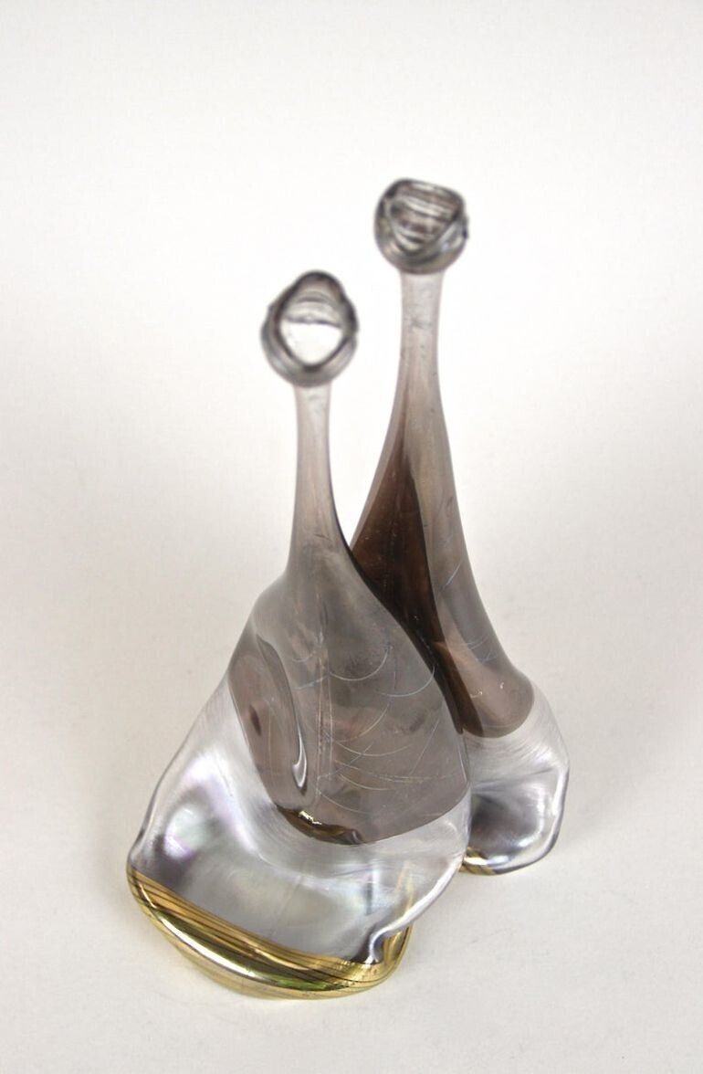 Home Decor 20th Century Abstract Two Necked Glass Vase, Signed, Germany, Circa 1980 photo