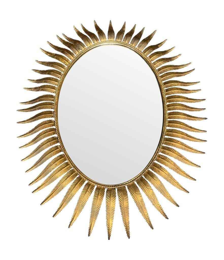 Home Decor A Wonderful 1950s Gilt Metal Oval Spanish Sunburst, Eyelash Mirror photo
