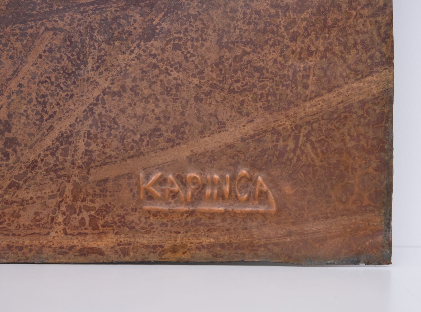 Handmade Peacock Hammered Into A Sheet Of Copper .African 1970s photo for sale