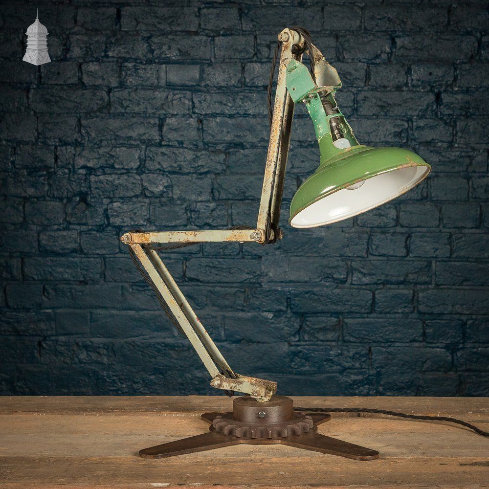 Green Machinist Lamp – Rewired & Repurposed With Custom Base photo furniture