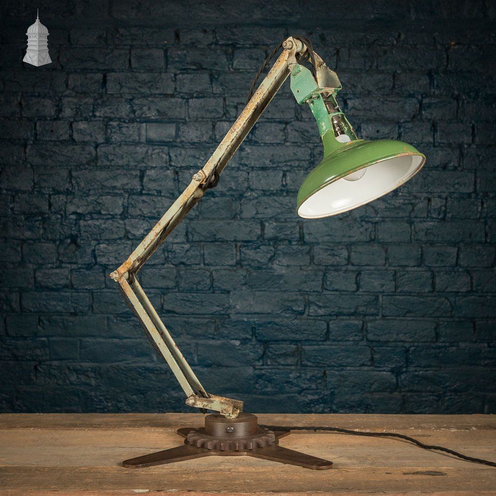 Green Machinist Lamp – Rewired & Repurposed With Custom Base photo Lighting