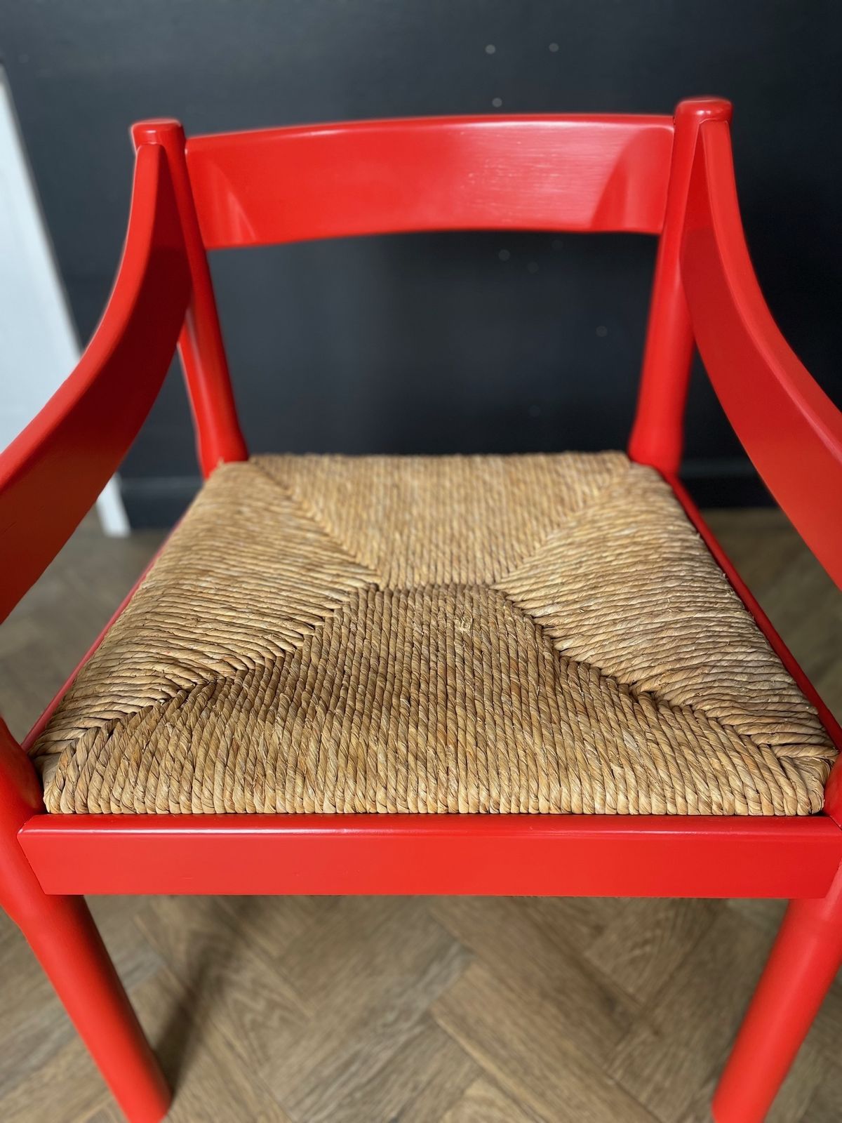 Original Vico Magistretti 'Carimate' Carver Dining Chair Professionally Refinished With New Rush Seat photo 850.0