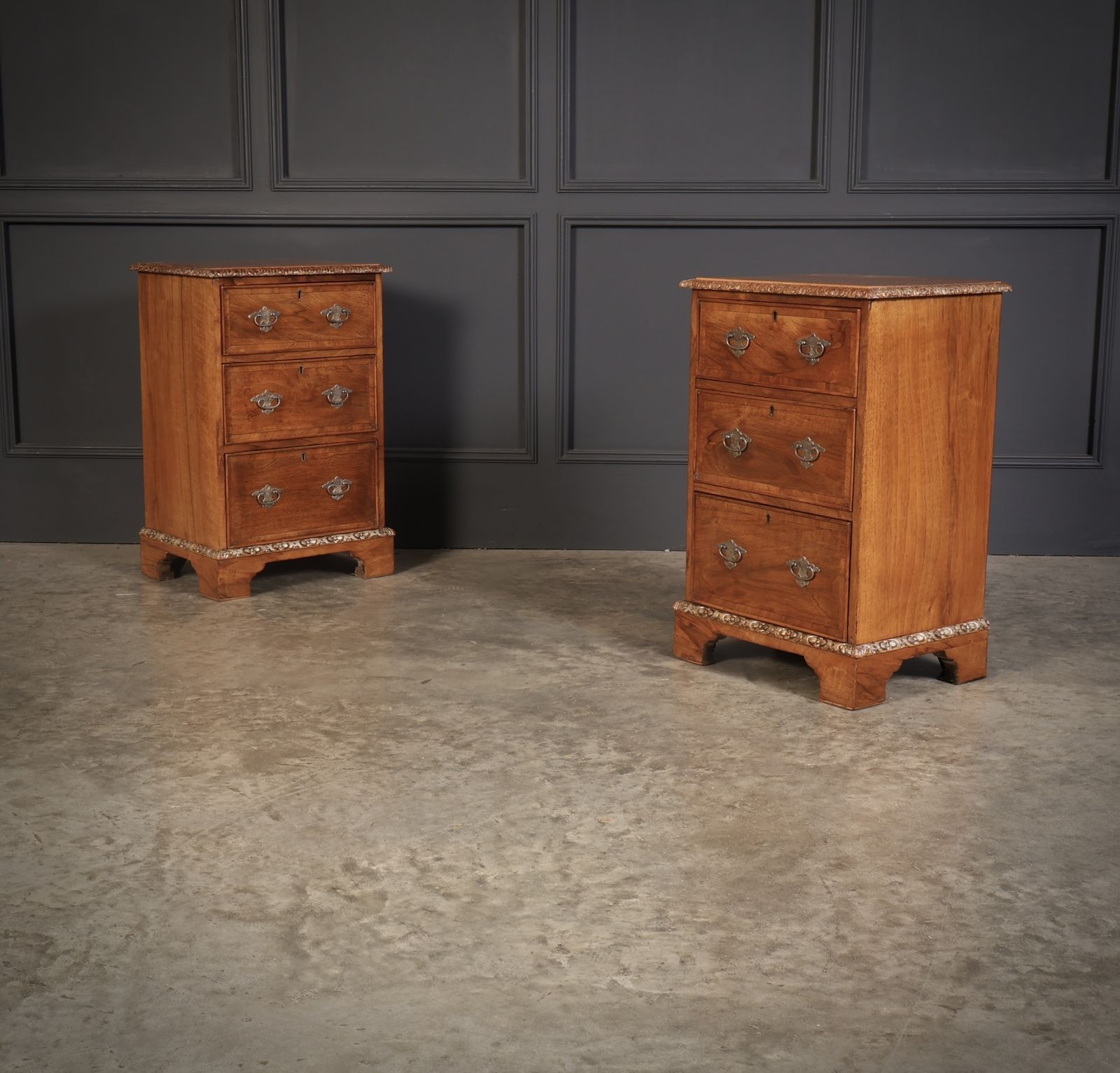Pair Of Walnut Bedside Chests, 1900s