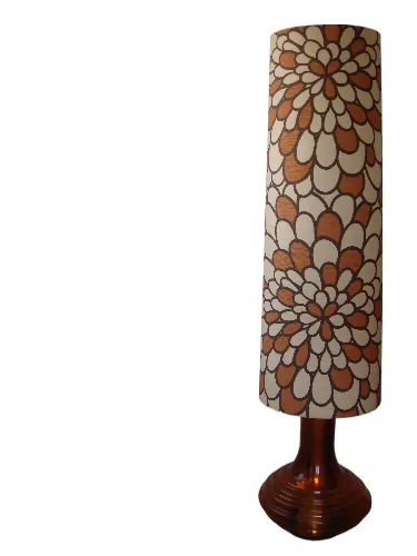 Xl Retro Glass Floor Lamp With Xl Original Lampshade, 1960s, Mid Century photo Lighting