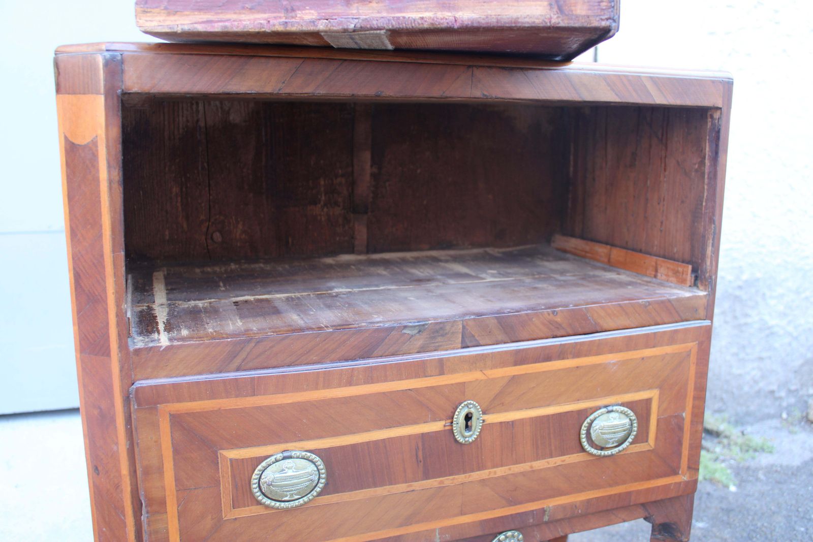photo for sale Chest Of Drawers With Two Drawers In Inlaid Wood Louis XV Sicily With Marble