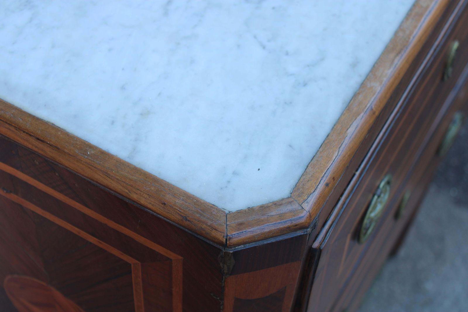 Furniture Chest Of Drawers With Two Drawers In Inlaid Wood Louis XV Sicily With Marble photo