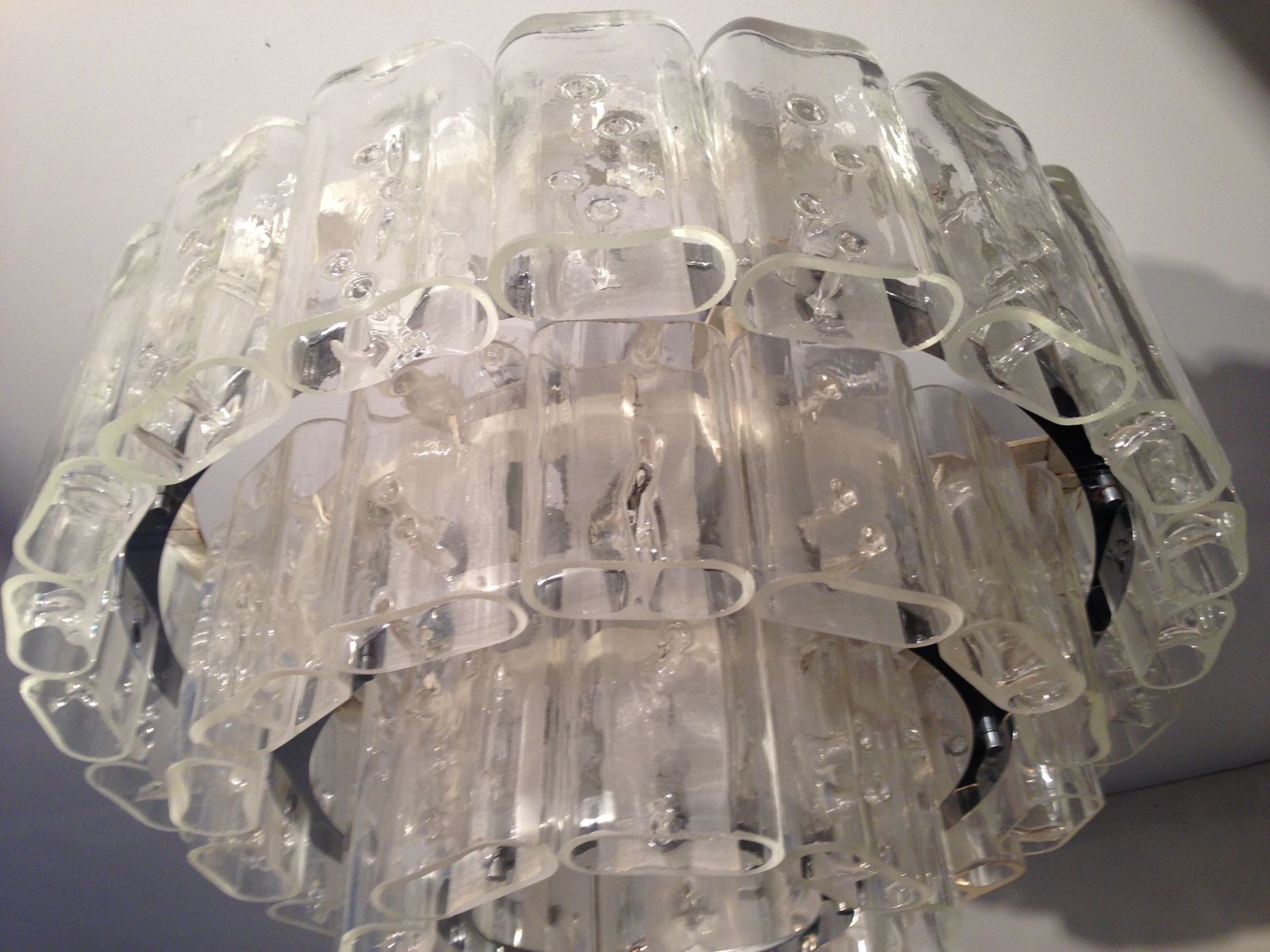 3 Tier Ice Glass Chandelier By Doria, 1960s photo 1150.0