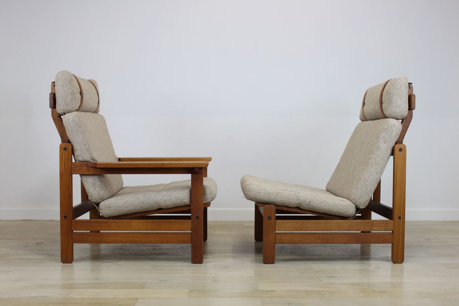 Pair Of Oak Hunting Chairs By Aksel Dahl For Kp Mobler photo furniture