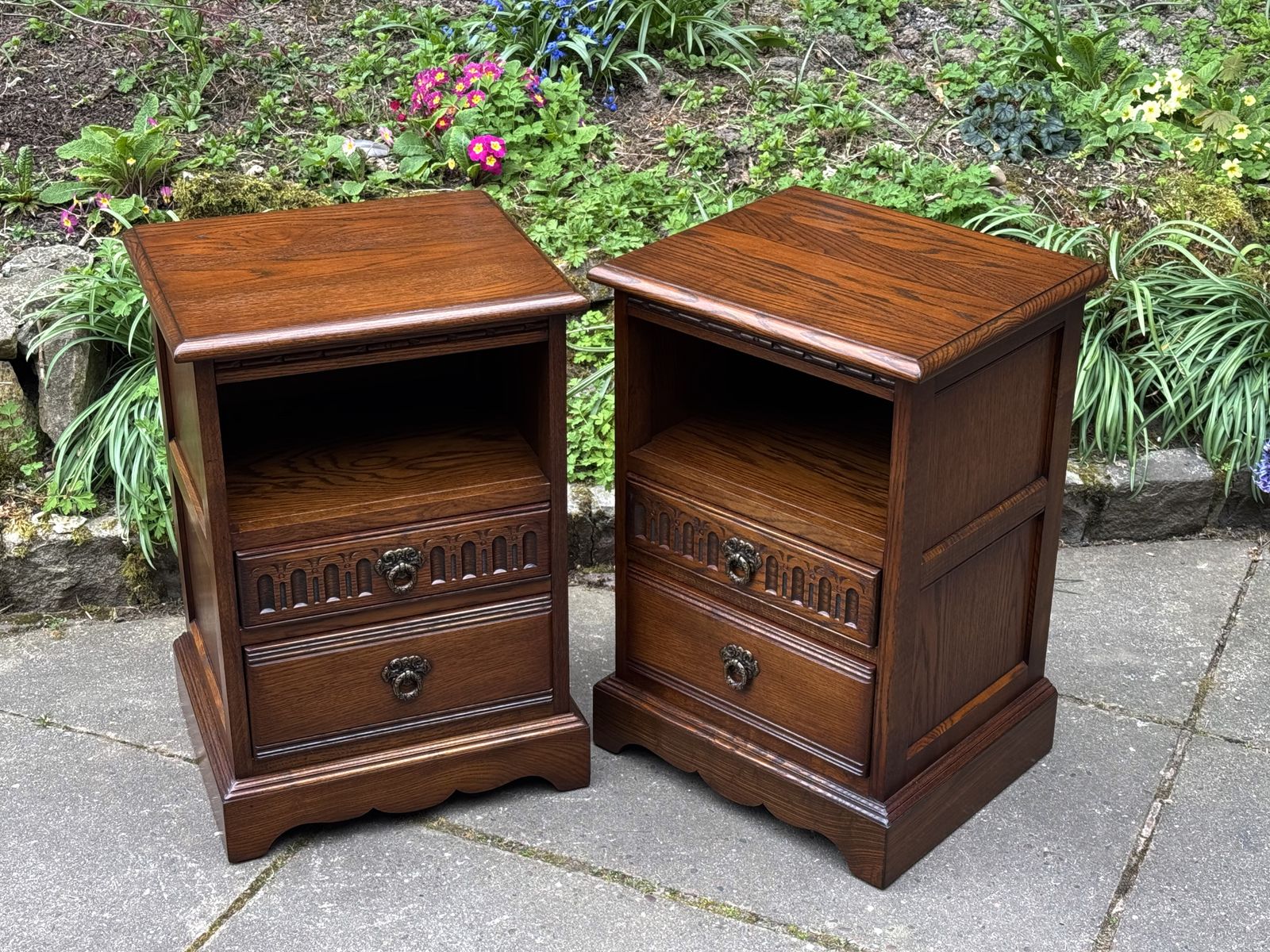 A Matching Pair Of Wood Brothers Old Charm Light Oak Bedside Cabinets / Tables / Nightstands